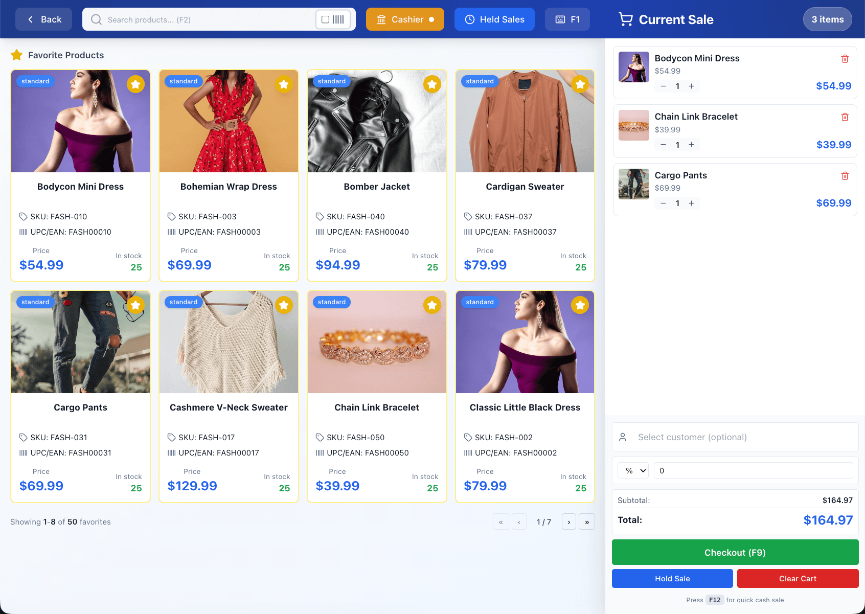CajaFlow point of sale interface on a tablet